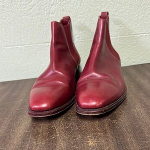 Red Leather Chelsea Boots
